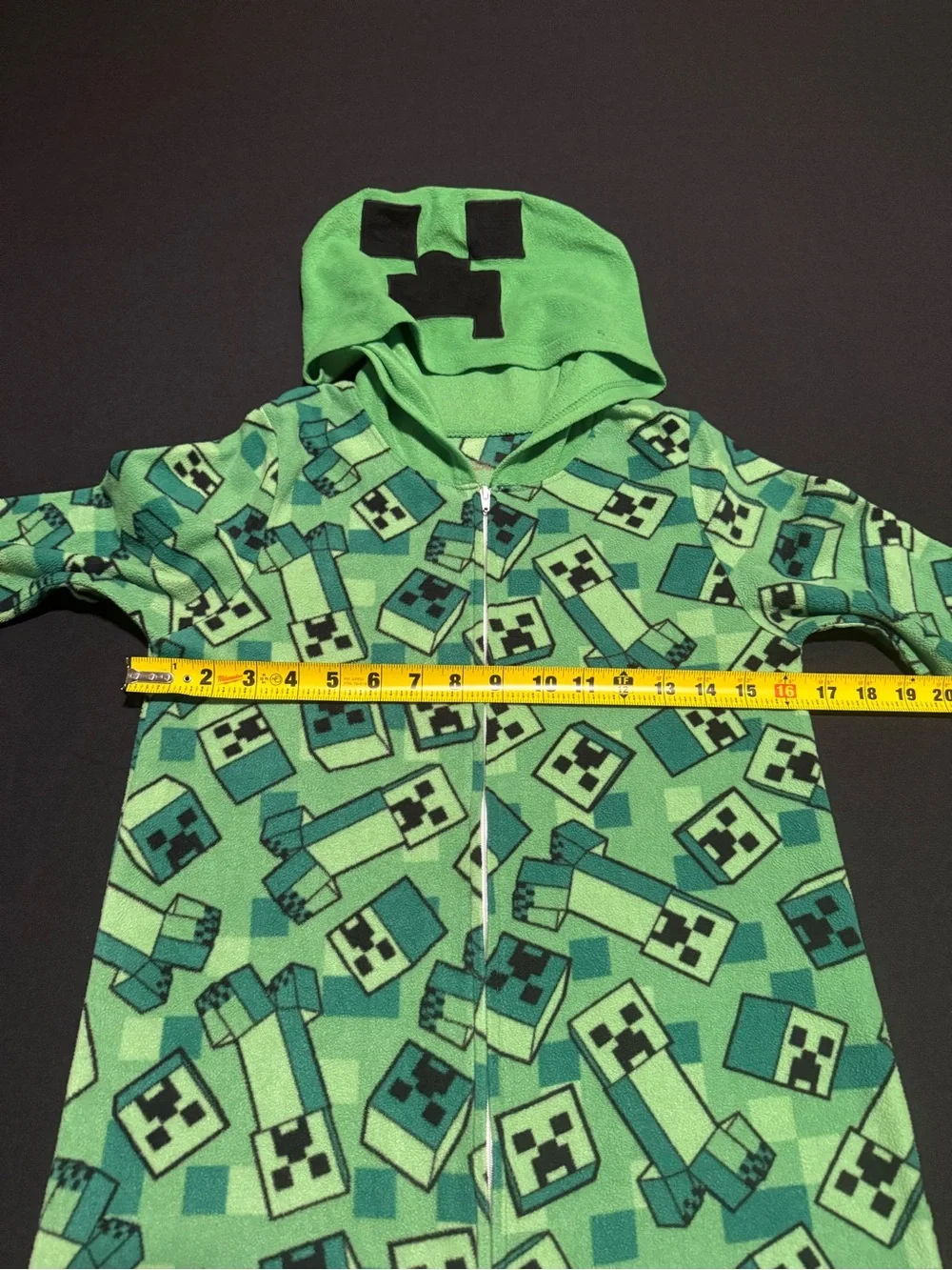 Minecraft Creeper Green Kids Hooded Onesie Pajamas